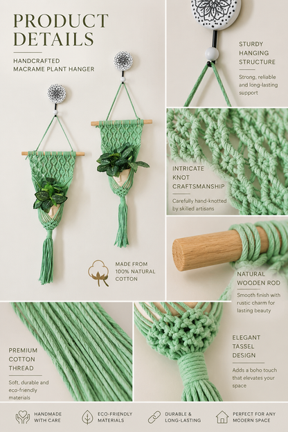 Peace Knot Planter Hanger Set – Mint