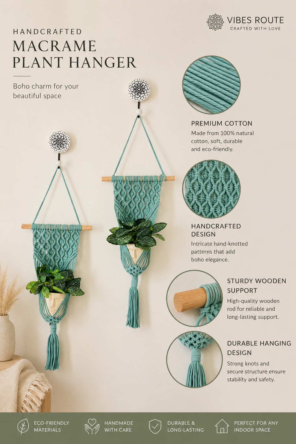 Peace Knot Planter Hanger Set – Cloud Blue