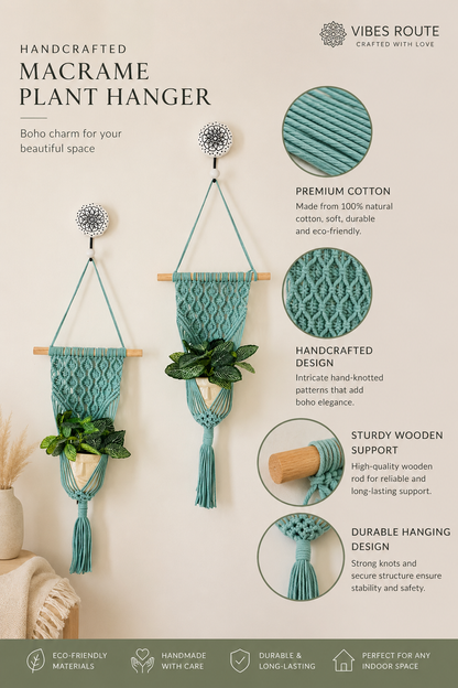 Peace Knot Planter Hanger Set – Cloud Blue