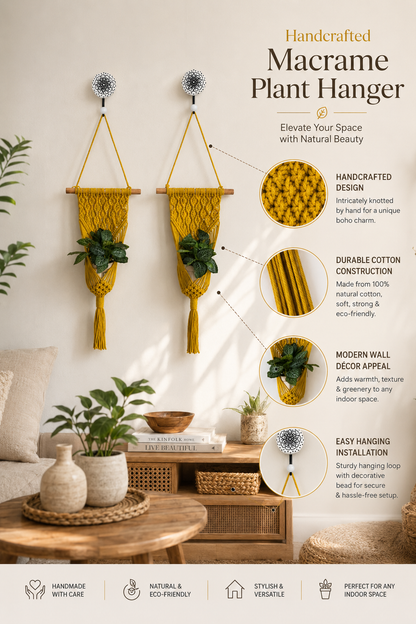 Peace Knot Planter Hanger Set – Sunflower Yellow set