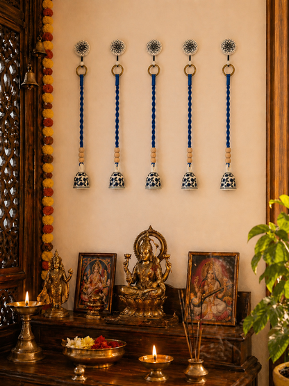 Blue Floral Single Bell – Set of 5
