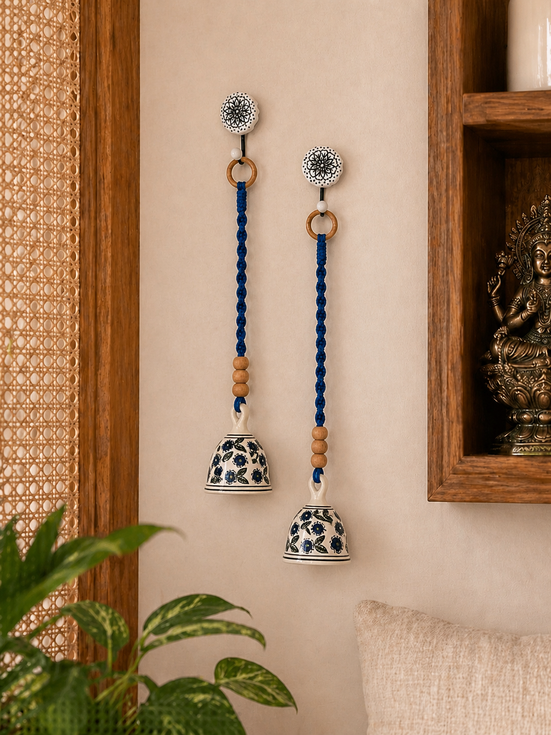 Blue Floral Single Bell – Set of 2