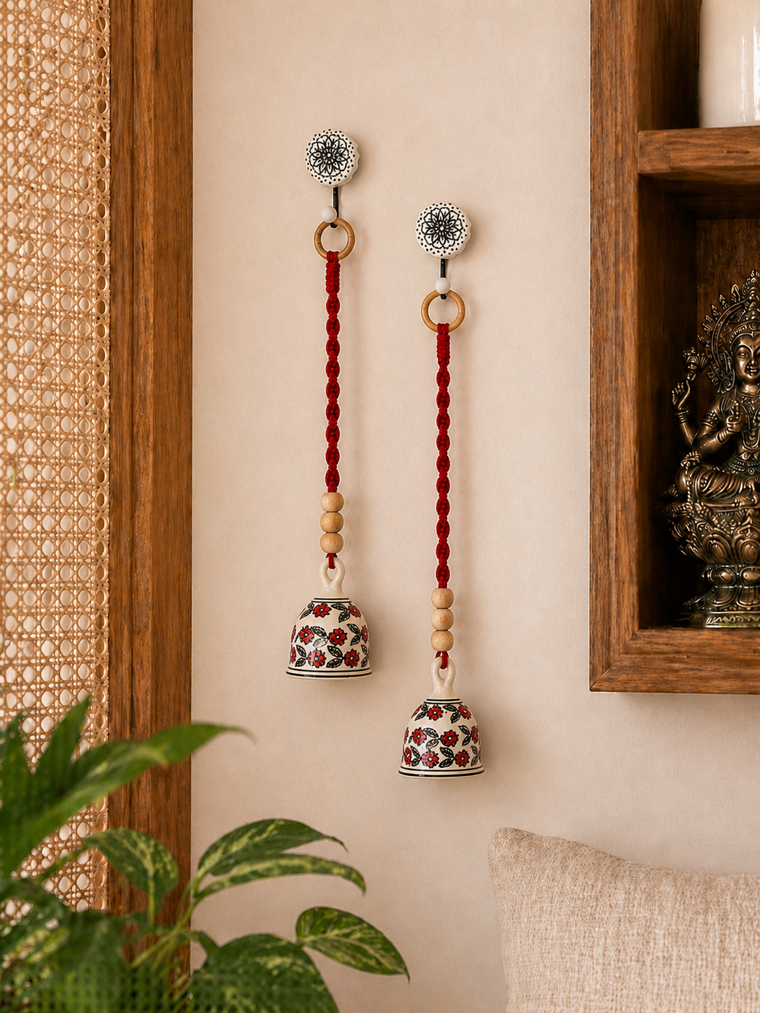 Red Floral Single Bell – Set of 5
