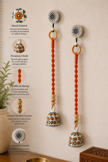 Rust Orange Floral Bell – Set of 5