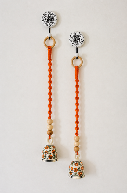 Rust Orange Floral Bell – Set of 2