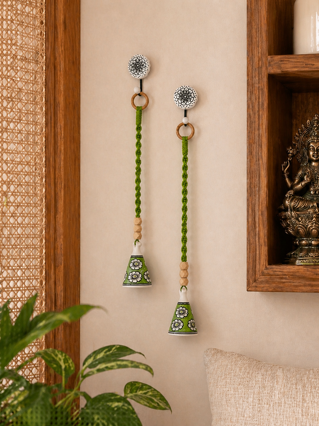 Modern Green Cone Bells – Set of 2