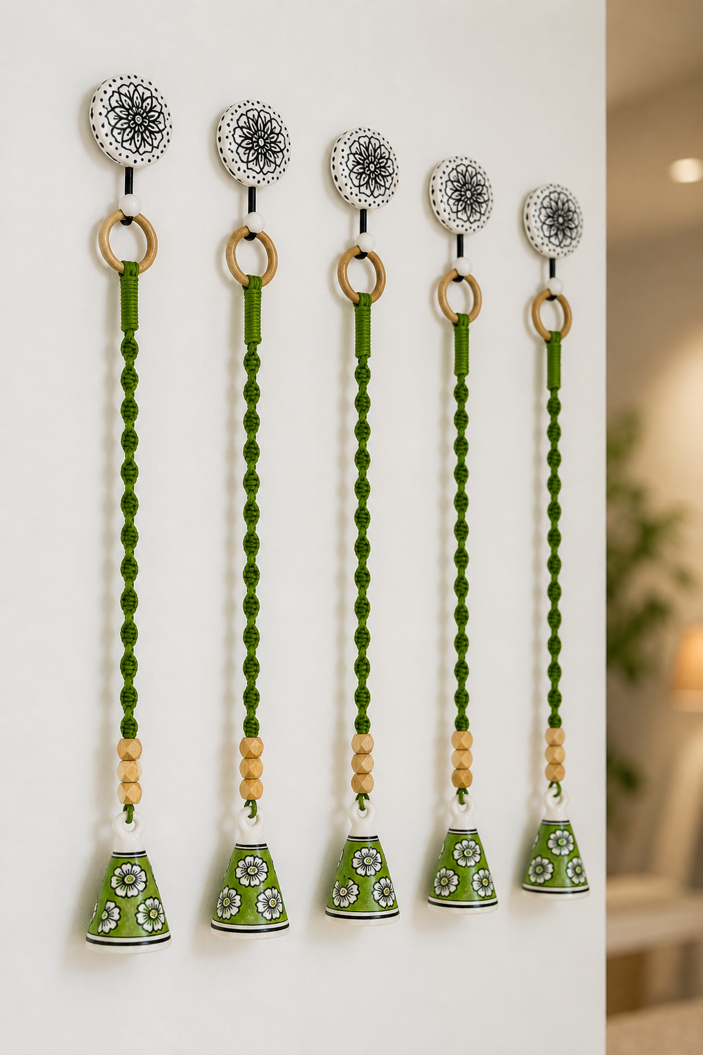 Modern Green Cone Bells – Set of 5