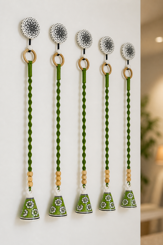 Modern Green Cone Bells – Set of 5