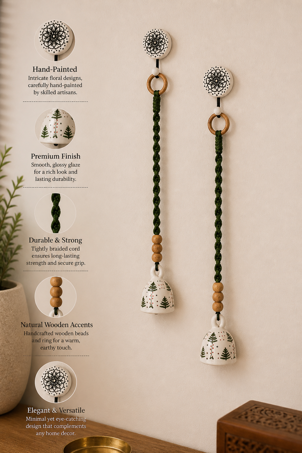 Boho Forest Ceramic Bell – Set of 2
