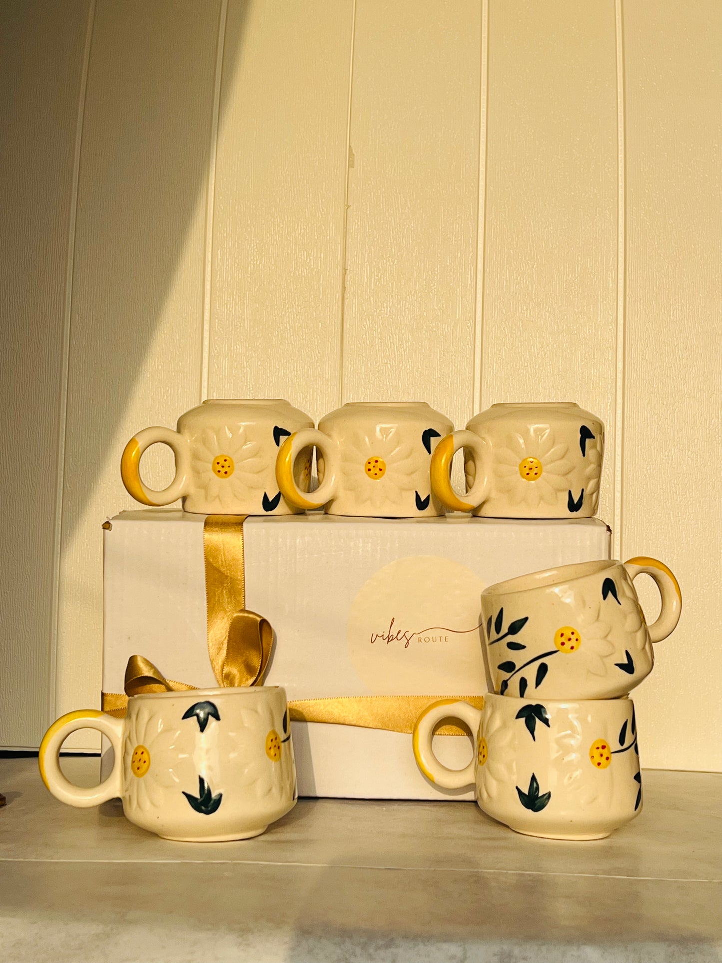 Daisy Bloom Mug Set -Set of 6