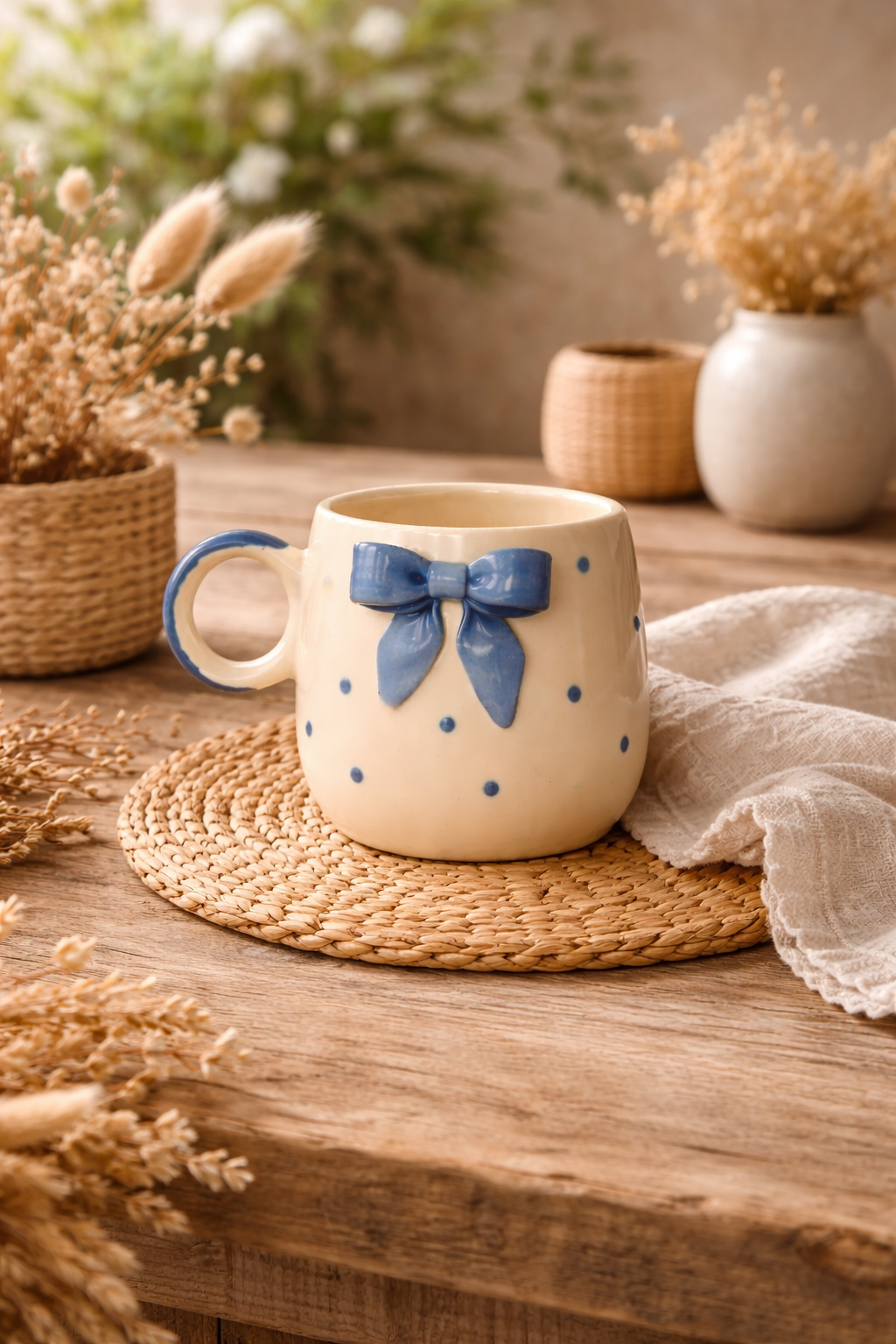 Deep Blue Bow Mug 💙
