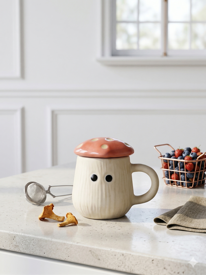 Mushroom Magic Mug with Lid - Pink