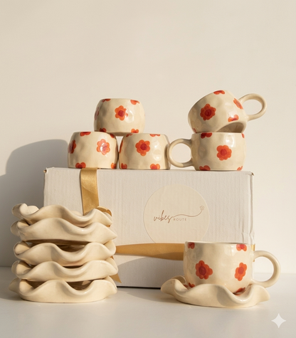 Berry Bloom Print Cup & Coaster Set 🌸