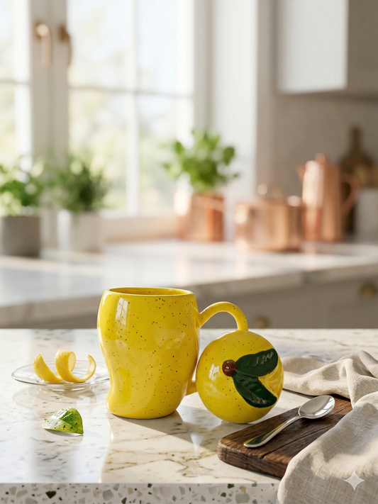 Tangy Mango Mug with Lid – Set of 1
