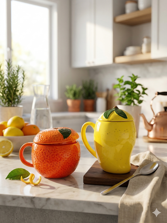 Orange Love & Mango Mug Set – Set of 2