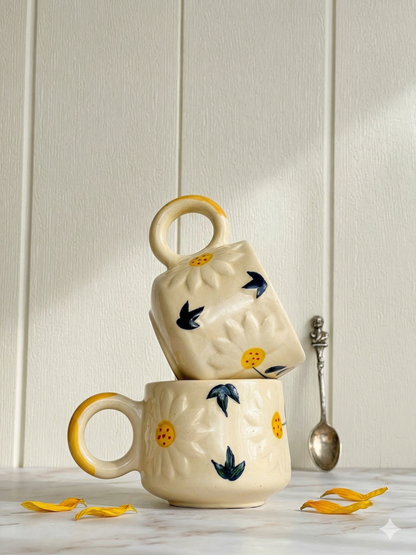 Sun Bloom Cup & Coaster Set – Set of 6