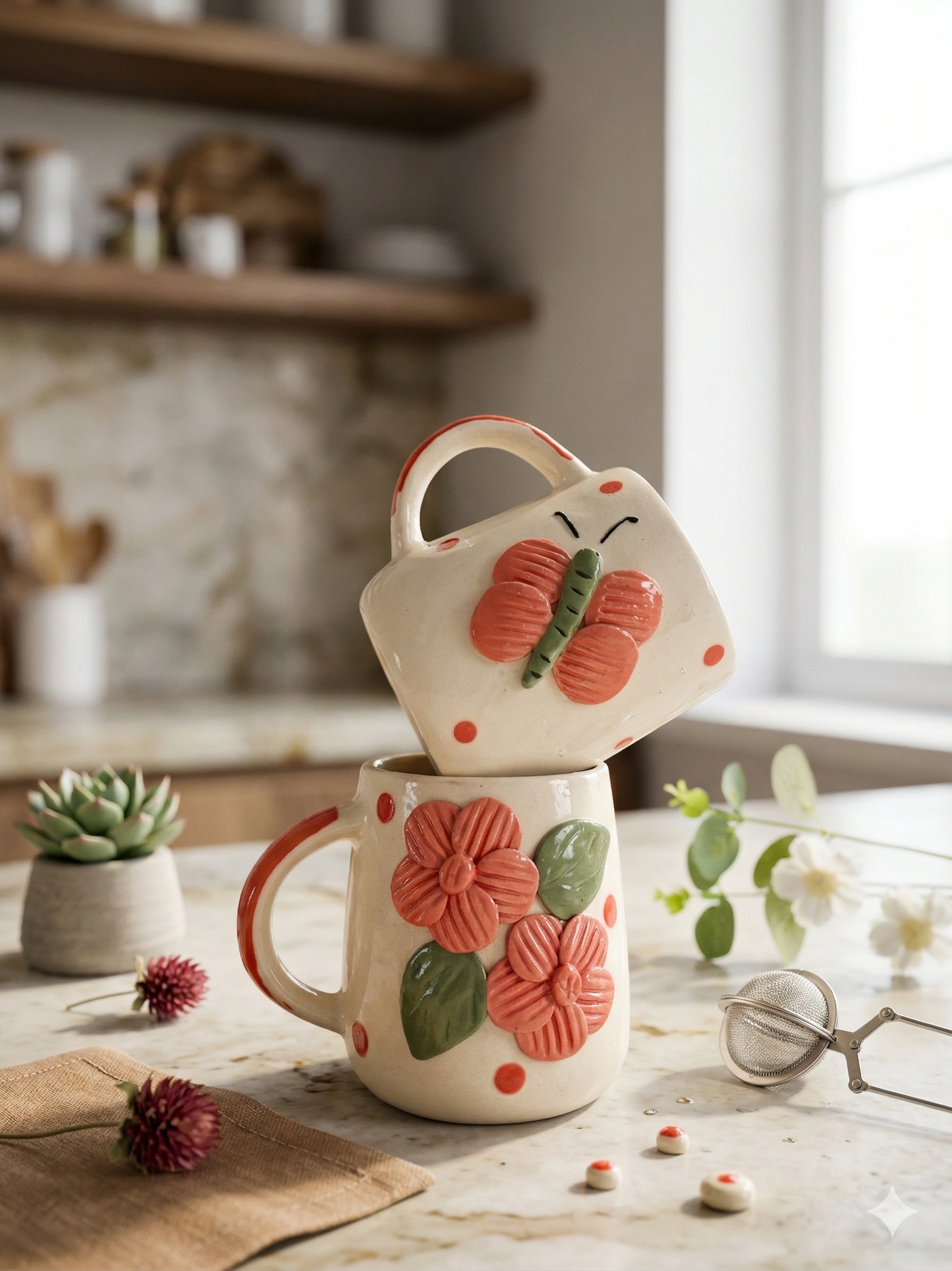 Flower & Butterfly  Set - Set of 2
