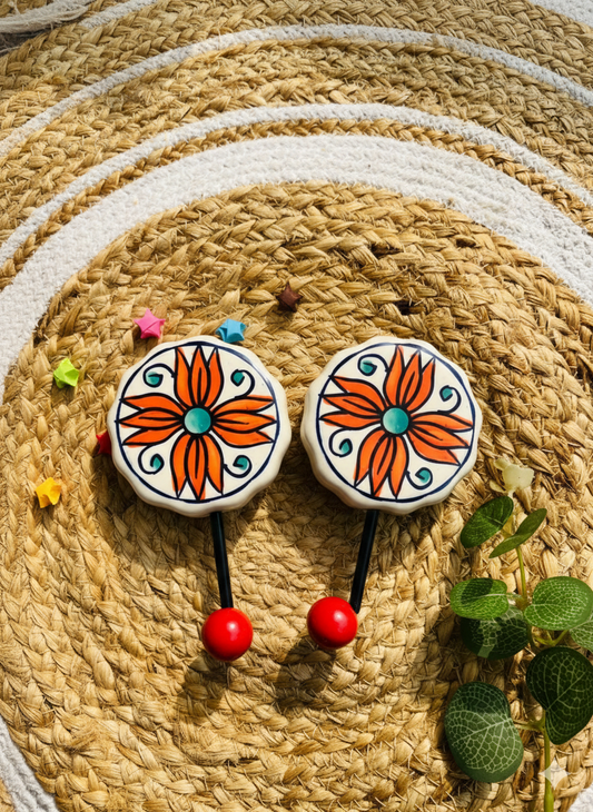 Orange Bloom Ceramic Hook