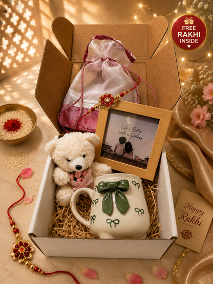 Green Bow Rakhi Gift Box