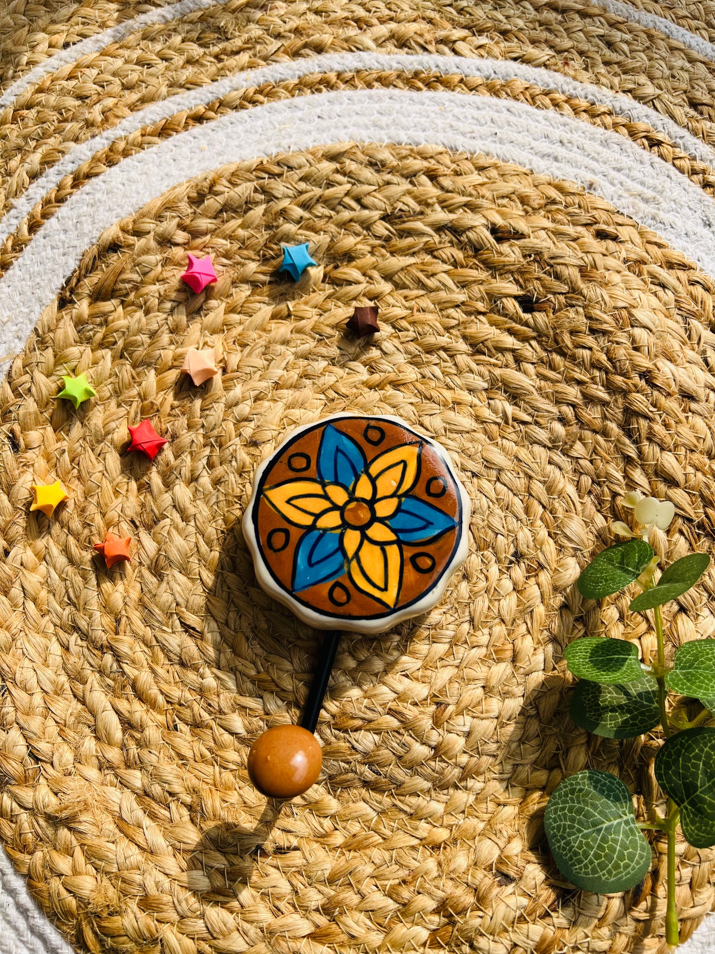 Rangoli Phool Ceramic hook