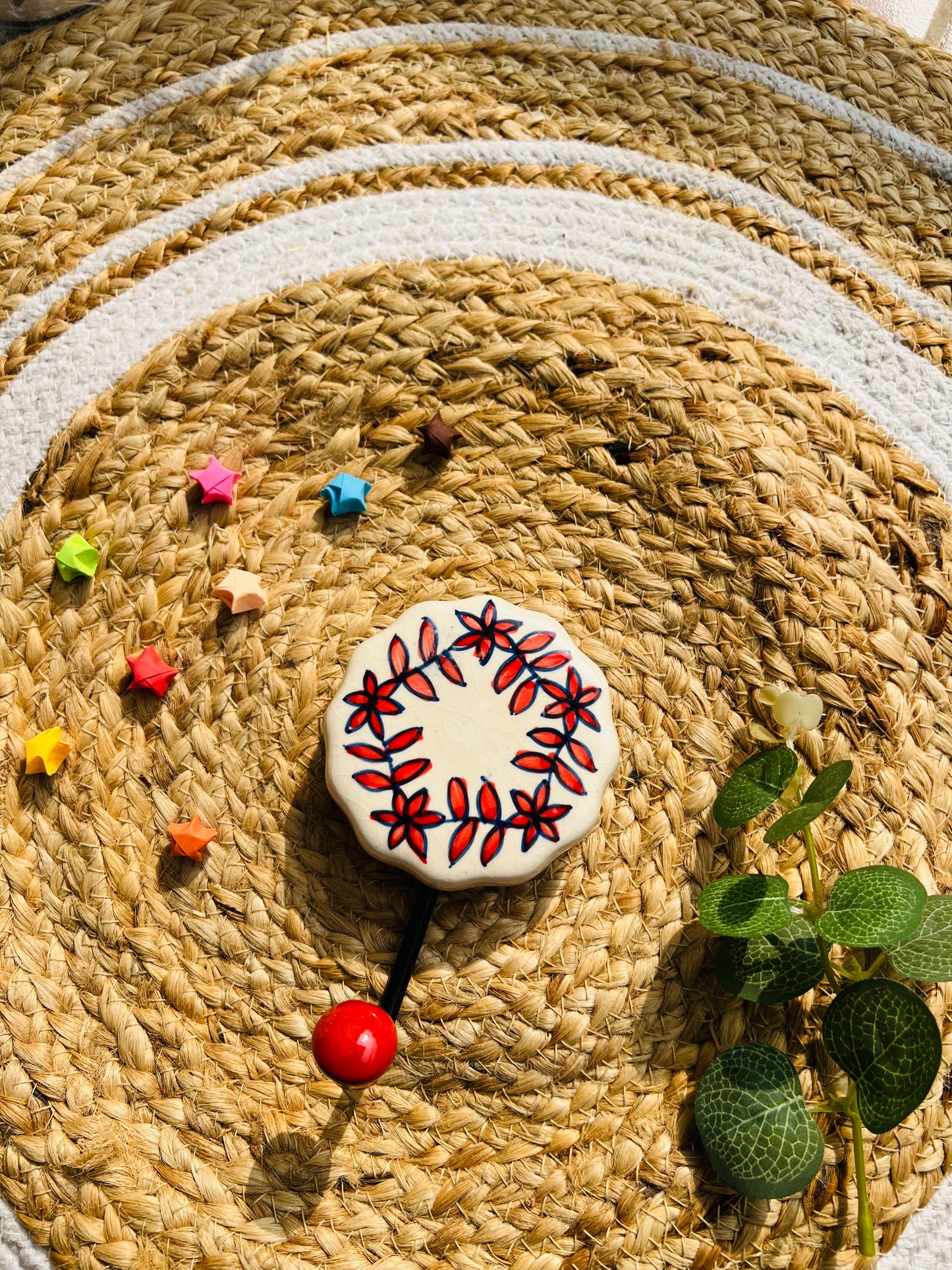 Red Leaf Ceramic Wall Hook