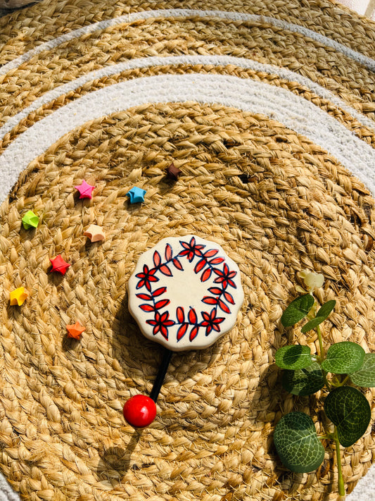 Red Leaf Ceramic Wall Hook