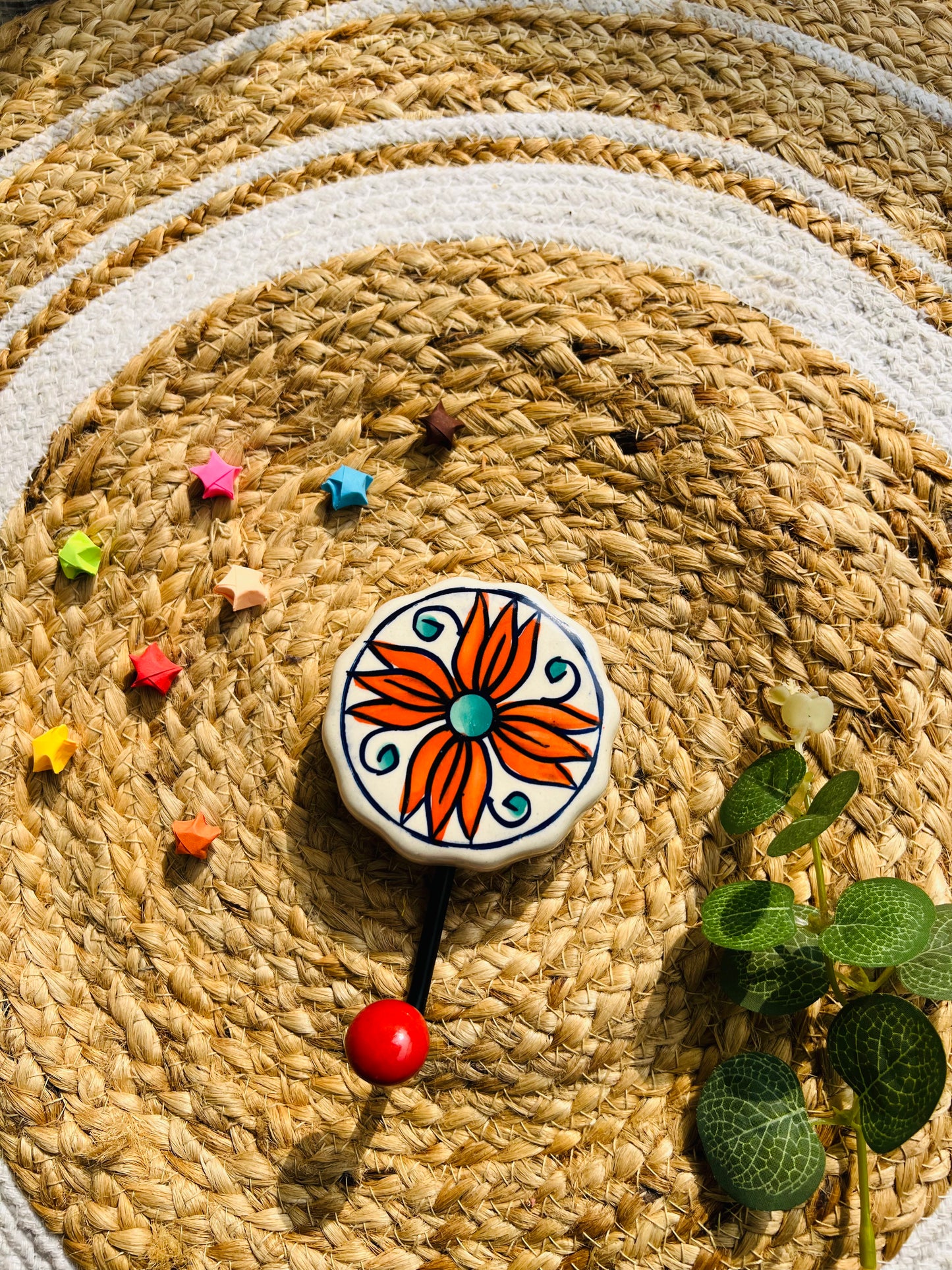 Orange Bloom Ceramic Hook