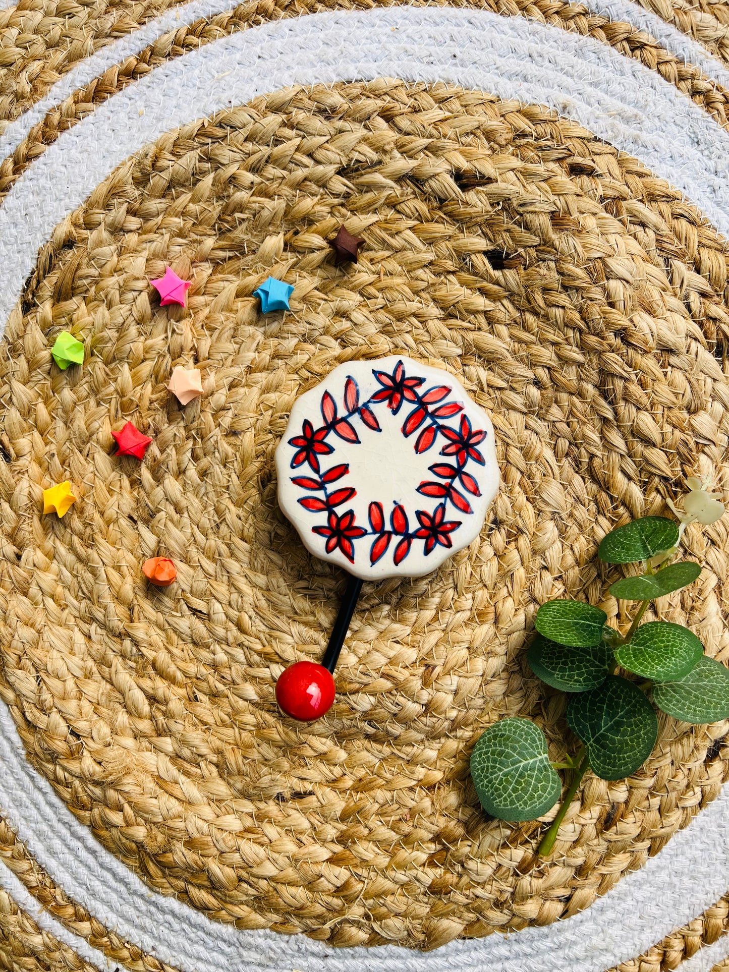 Red Leaf Ceramic Wall Hook