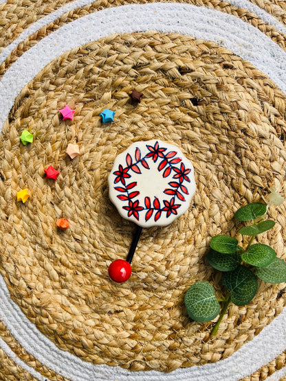 Red Leaf Ceramic Wall Hook