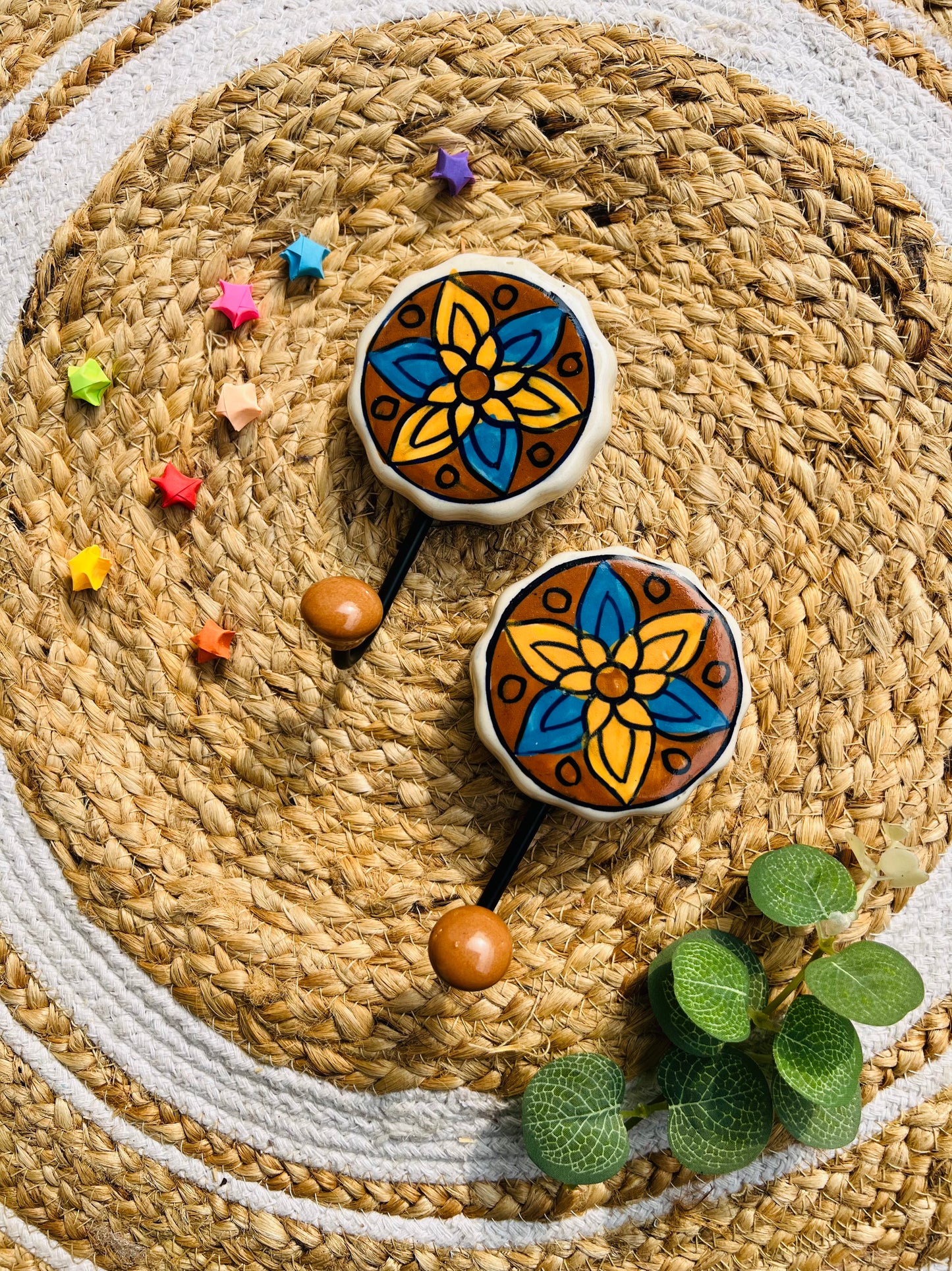 Rangoli Phool Ceramic Hook
