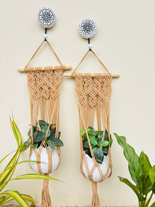 Quiet Corner Hanging Planter Set –  Caramel Brown