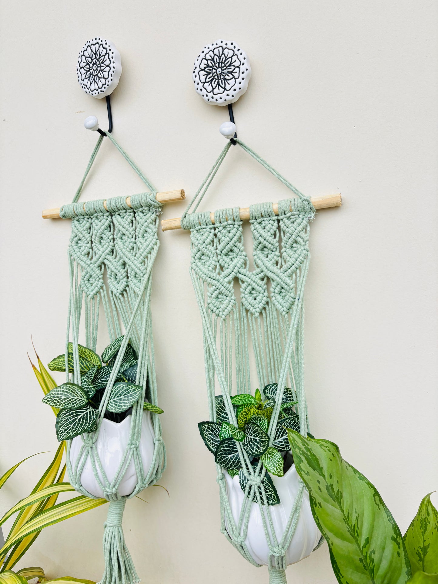 Quiet Corner Hanging Planter Set – Mint Green