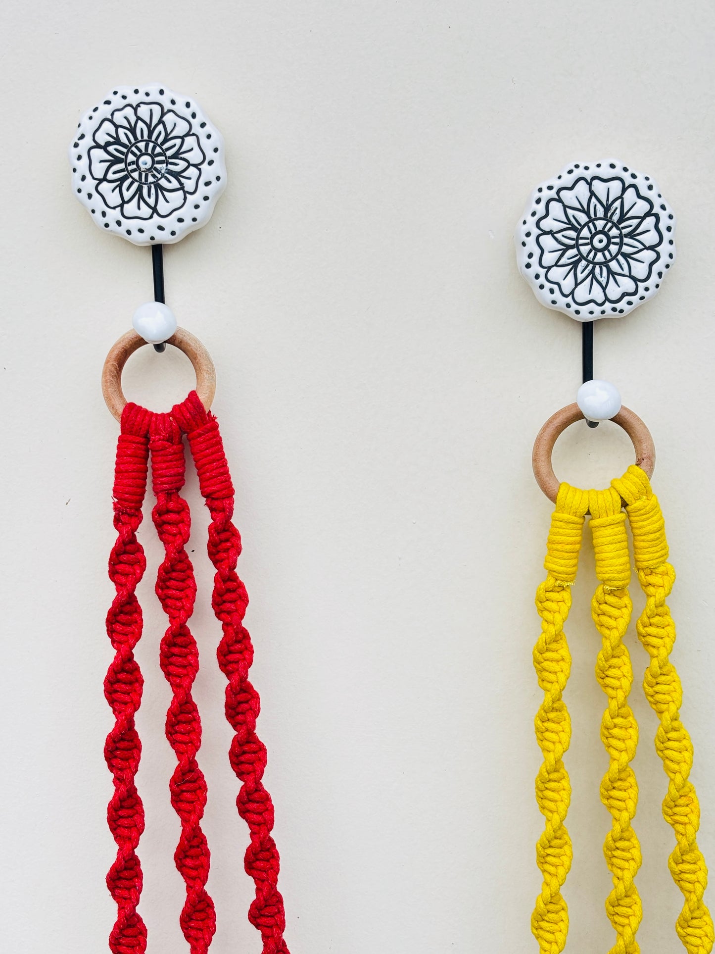 Red & Yellow  Aura Macrame Bell Combo -  Set of 2
