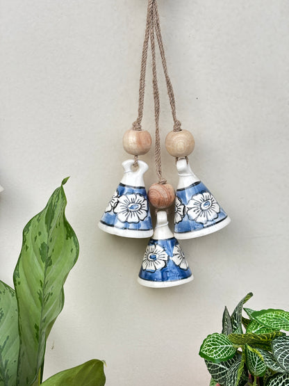 ZenBloom Floral Bell Hanging – Blue (Set of 2)