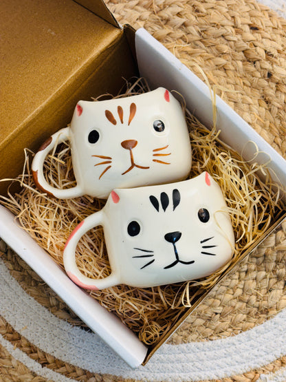 Twin Cat Ceramic Mug Set