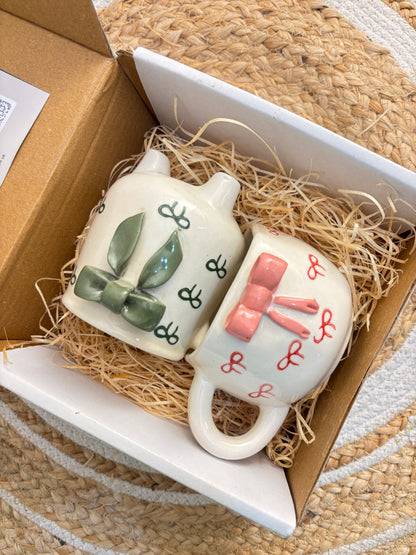 Twin Bow Ceramic Mug Set