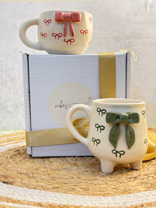 Twin Bow Ceramic Mug Set