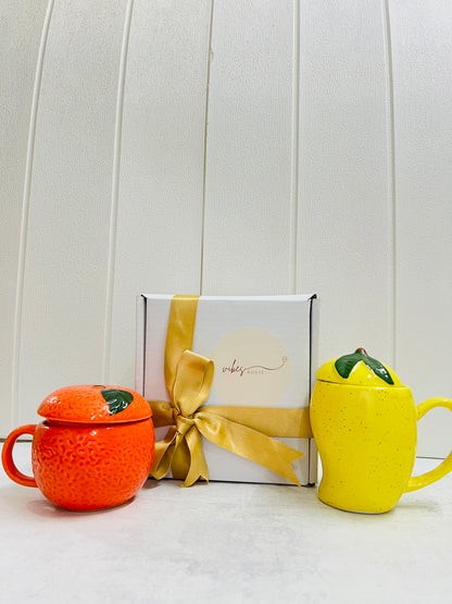 Orange Love & Mango Mug Set – Set of 2