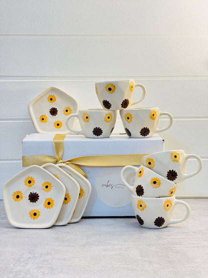 Sunflower Sips Cup & Coaster Set – Set of 6