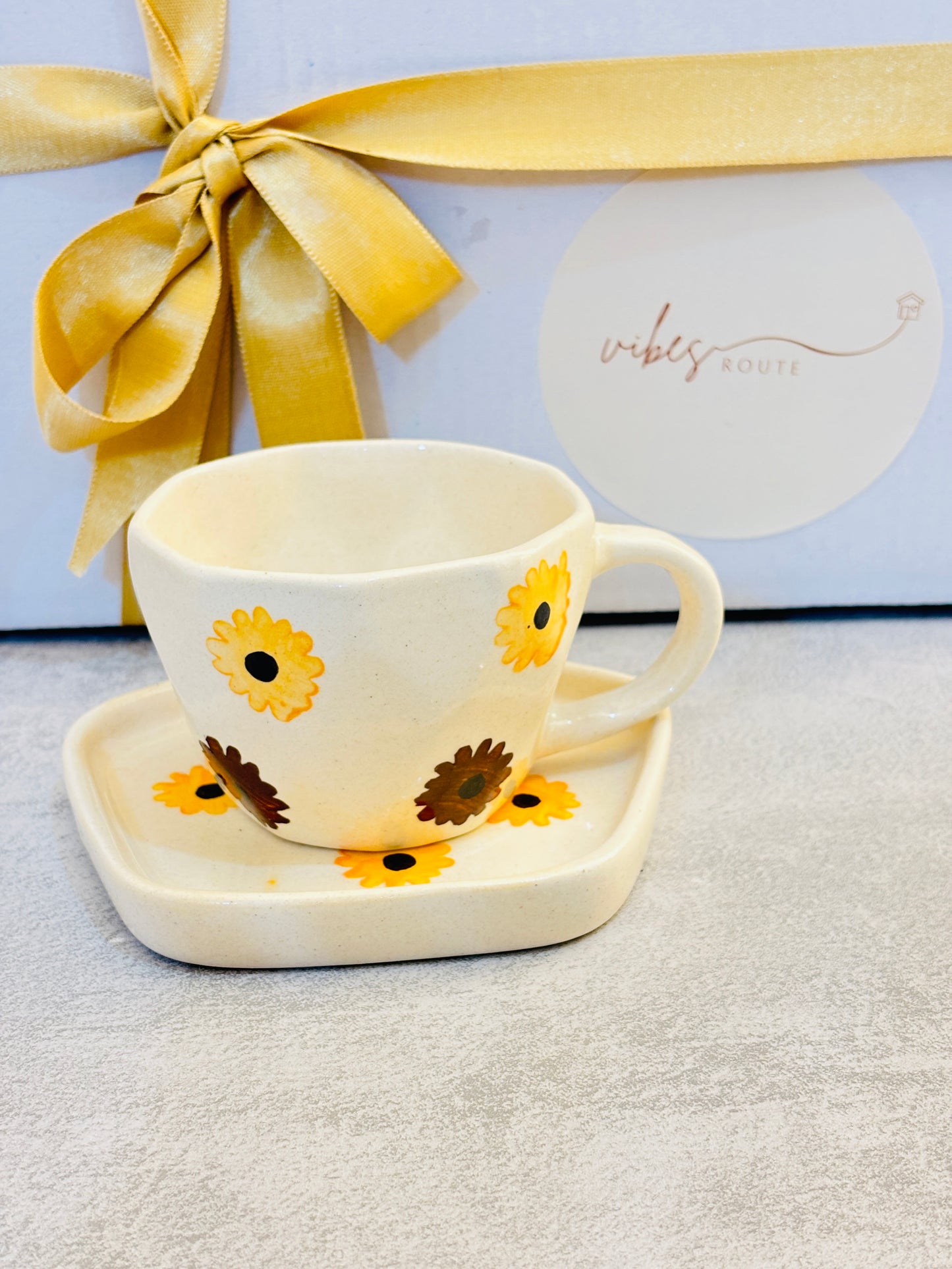 Sunflower Sips Cup & Coaster Set – Set of 6