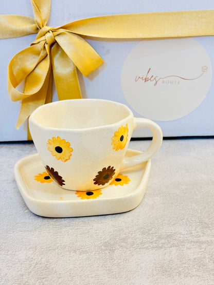 Sunflower Sips Cup & Coaster Set – Set of 6