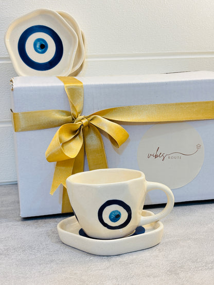 Evil Eye Cup & Coaster Set – Set of 6