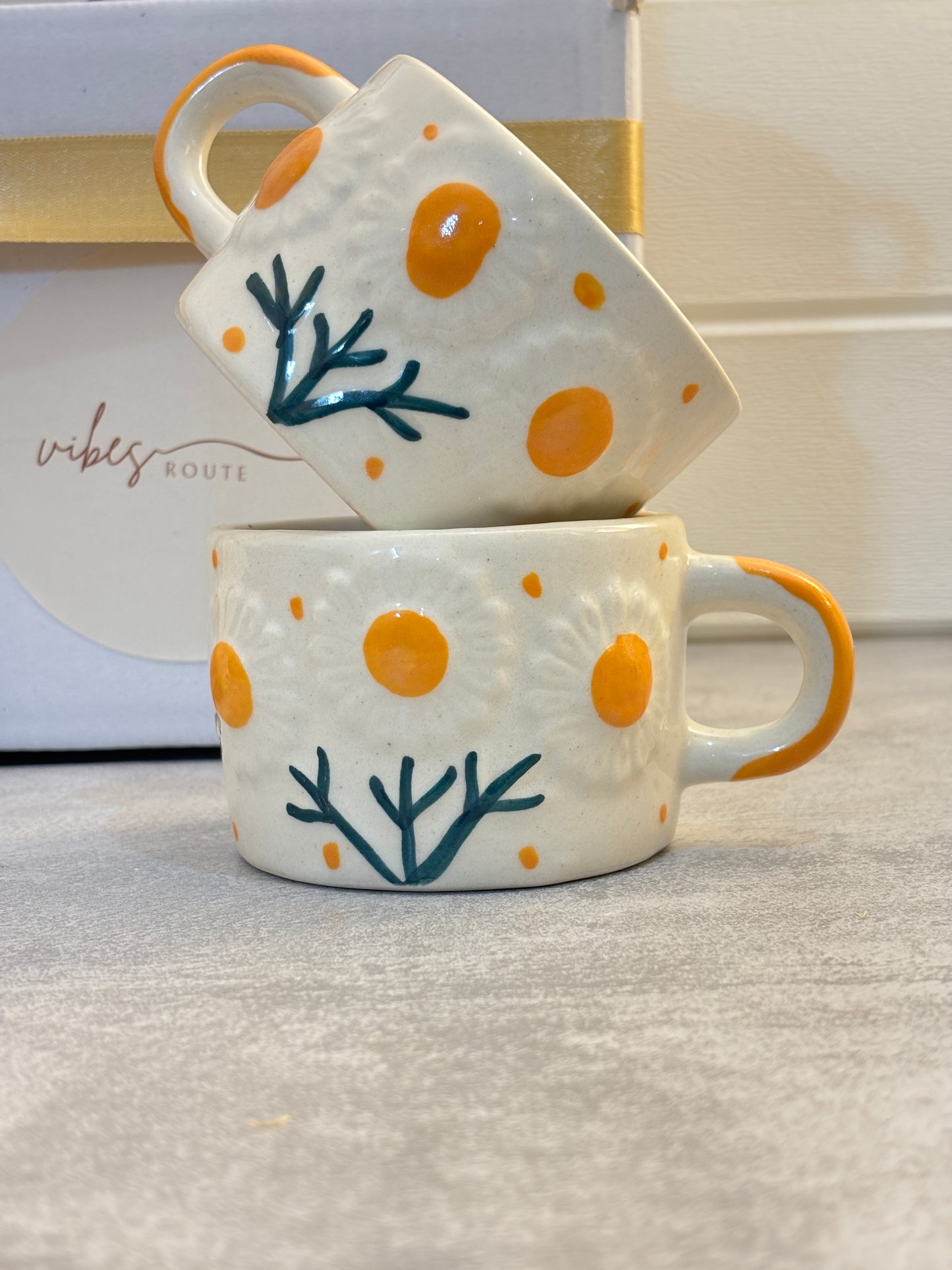 Sun Bloom Cup & Coaster Set – Set of 6