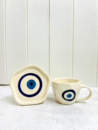 Evil Eye Cup & Coaster Set (Set of 2) 💙