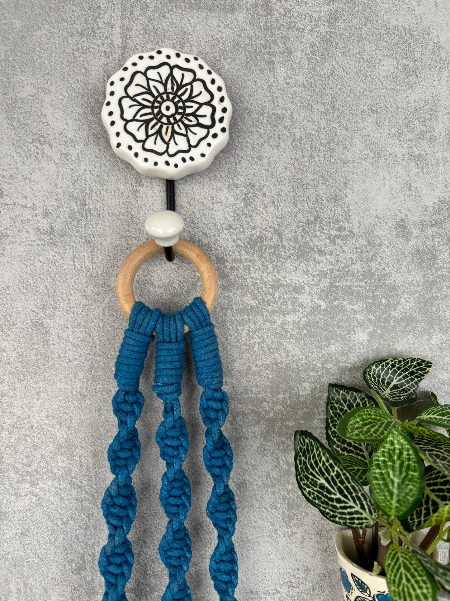 Blue Floral Ceramic Bells & Wall Planter Combo