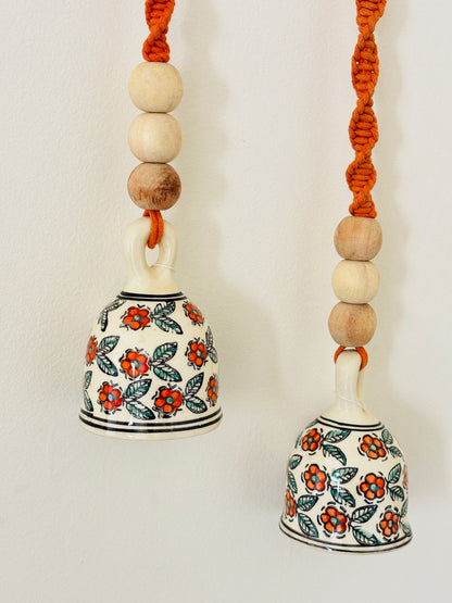 Rust Orange Floral Bell – Set of 2