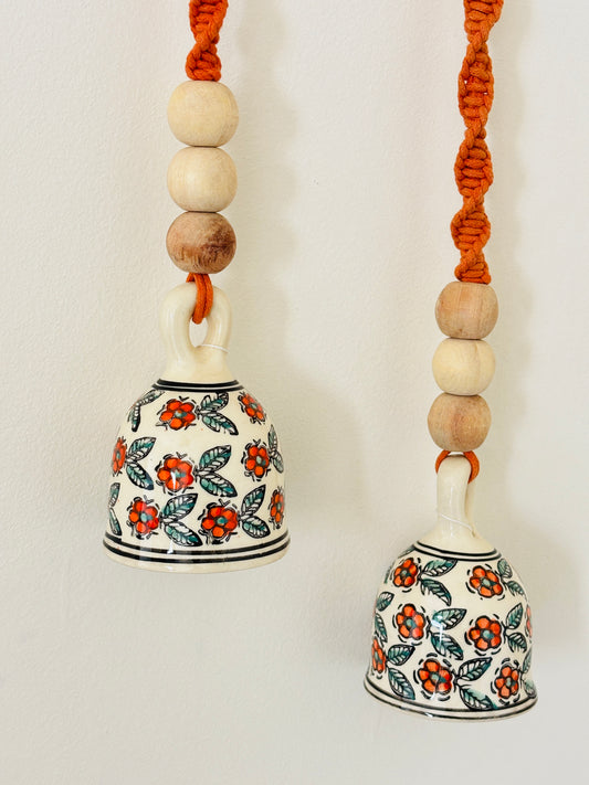 Rust Orange Floral Bell – Set of 2