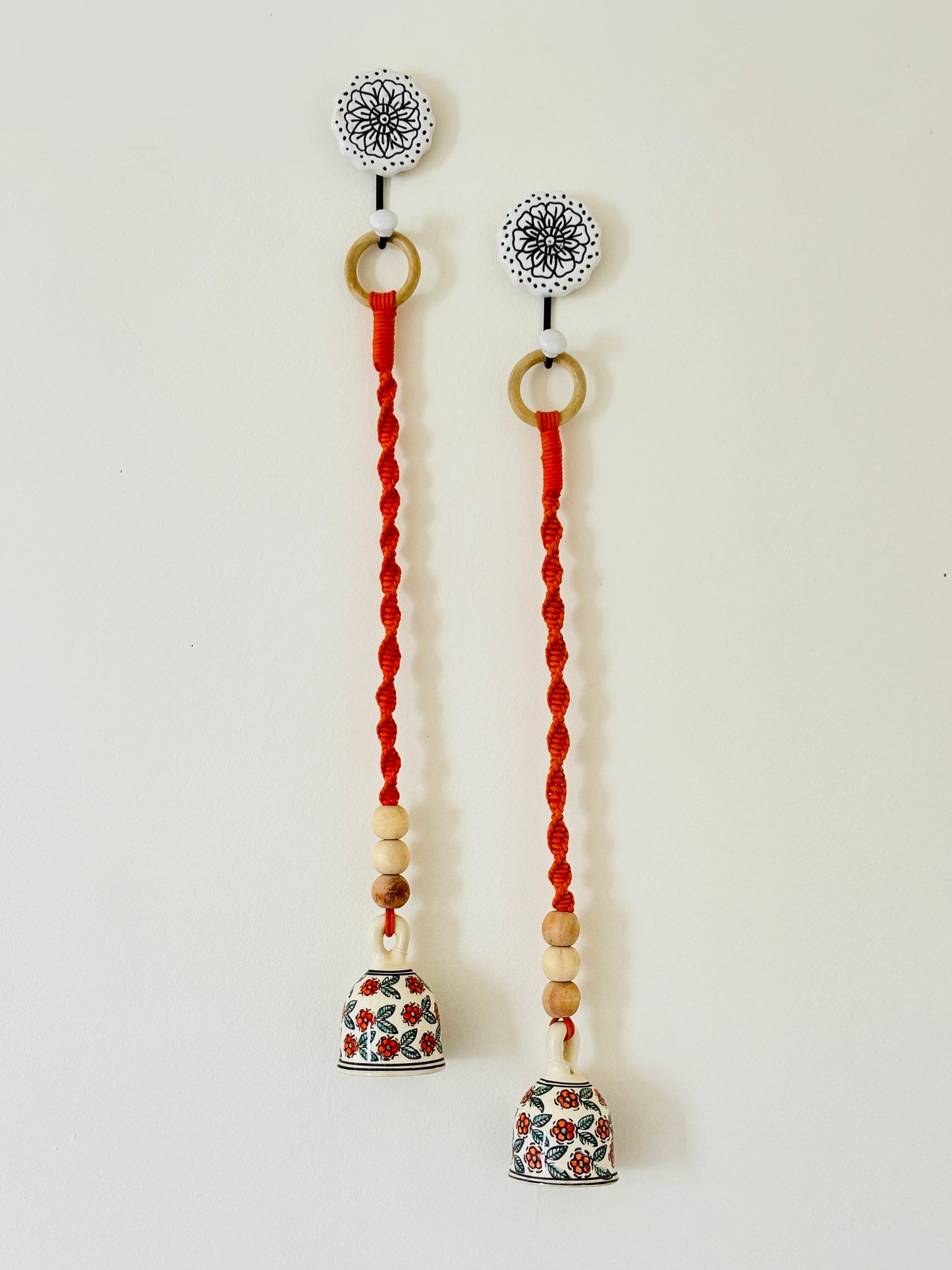Rust Orange Floral Bell – Set of 2