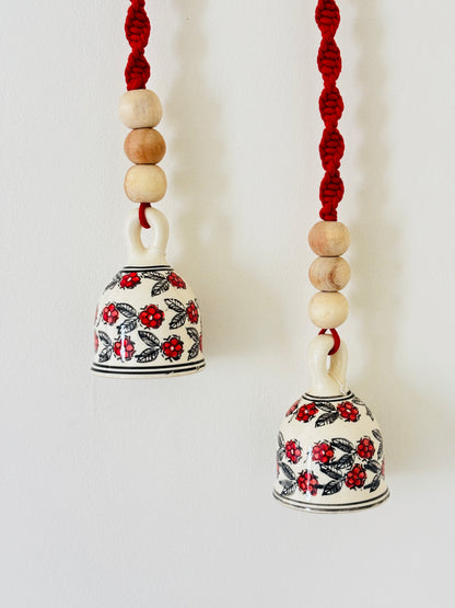 Red Floral Single Bell – Set of 2