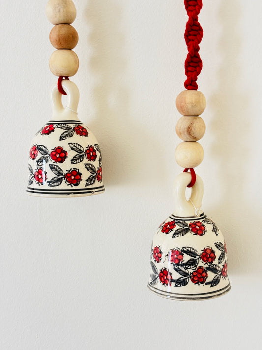 Red Floral Single Bell – Set of 2